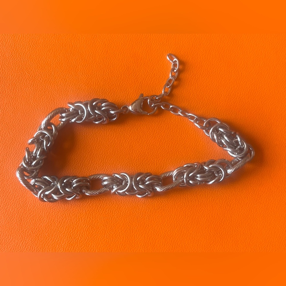 Chunky Silver Chain Bracelet marked WCJ steel